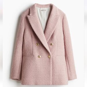 (NEW) H&M TEXTURED-WEAVE BLAZER In Light Pink Light Coat